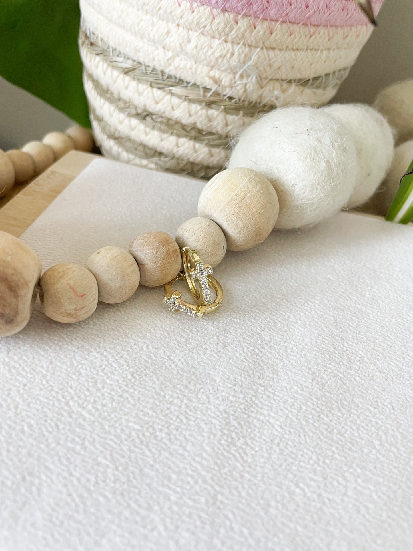 Minimalist Cross Gold Huggie Hoop Earring