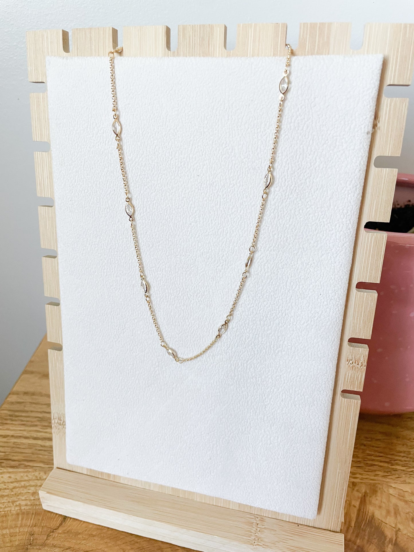18k Gold Filled Oval CZ Stone Chain