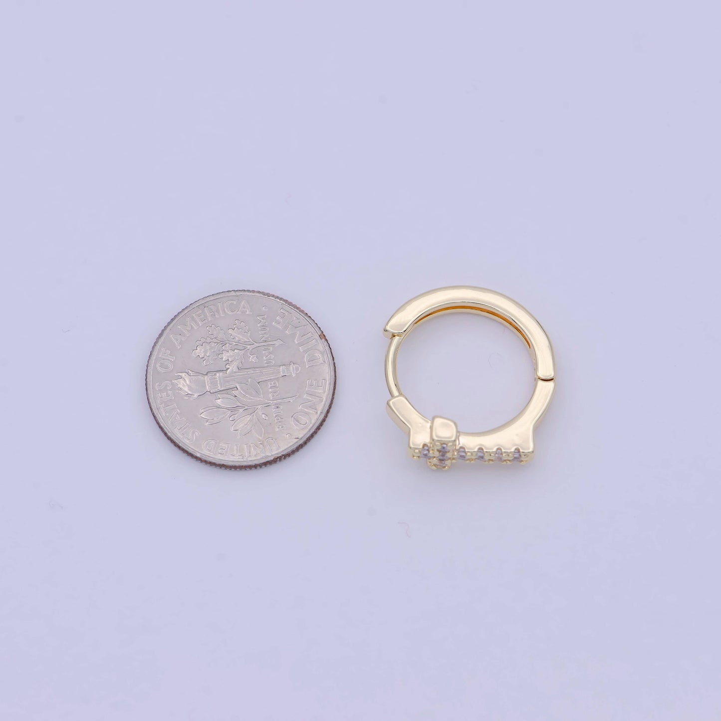 Minimalist Cross Gold Huggie Hoop Earring