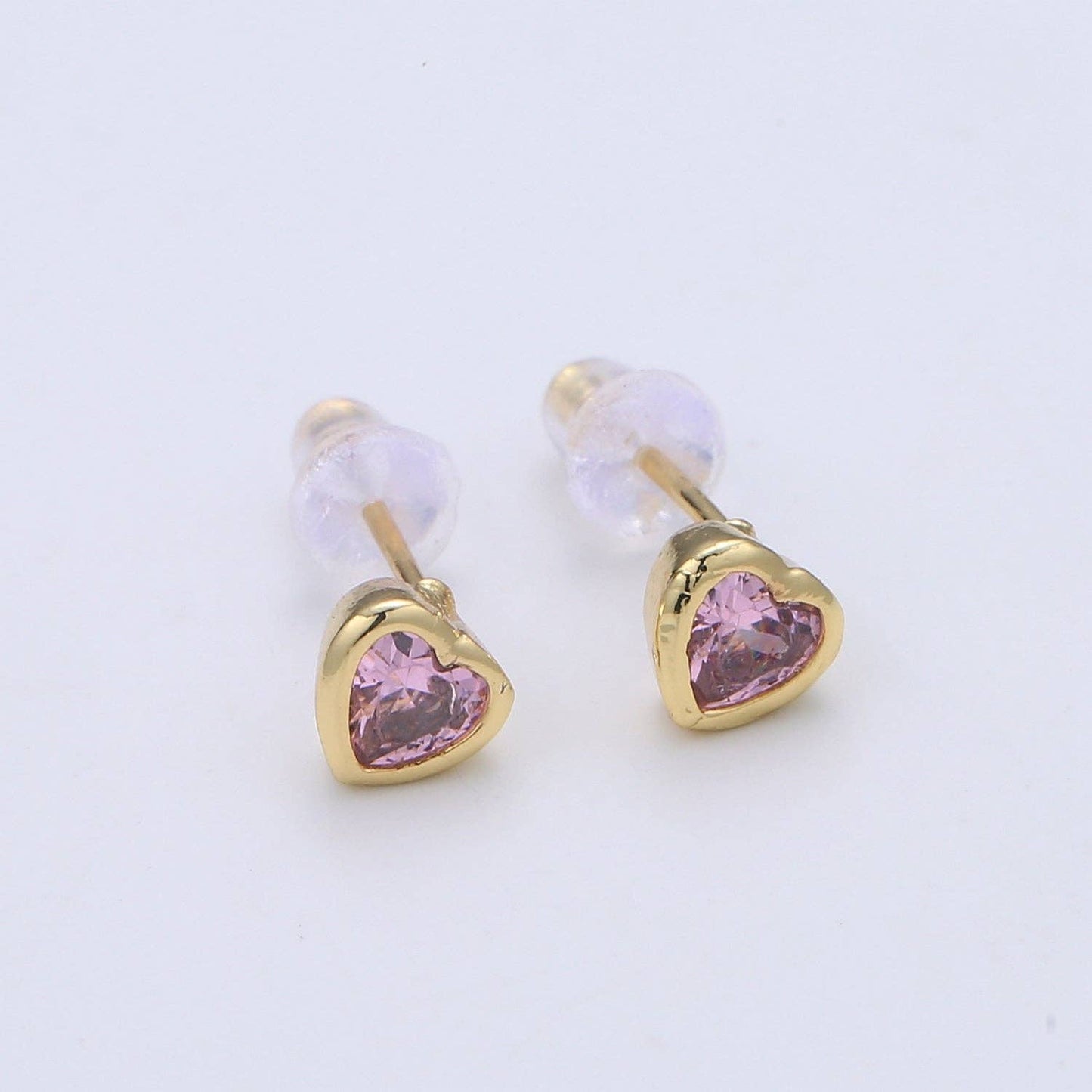 Pink Tiny Heart CZ 14K gold-filled