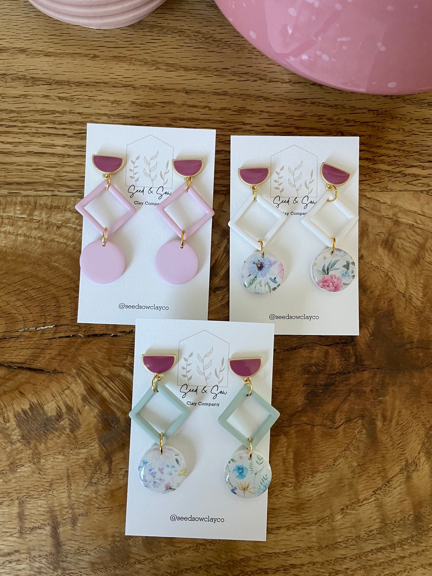 Pink Spring Diamond Dangles