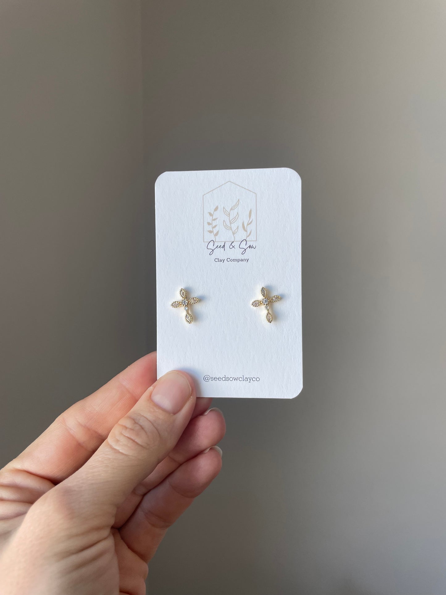 14k Gold Filled Cz Cross Stud