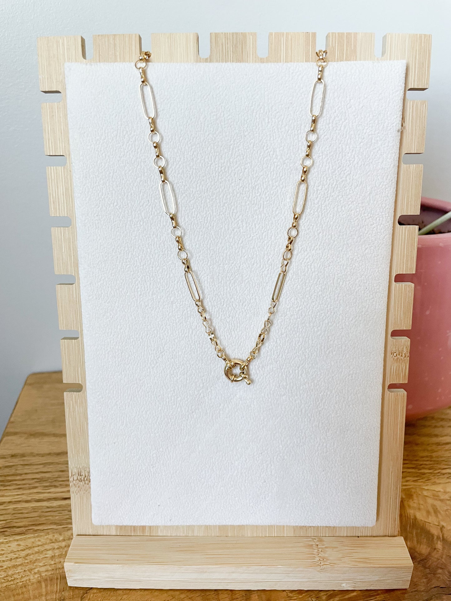 Gold Filled Link & Round Rollo Chain with Front Clasp