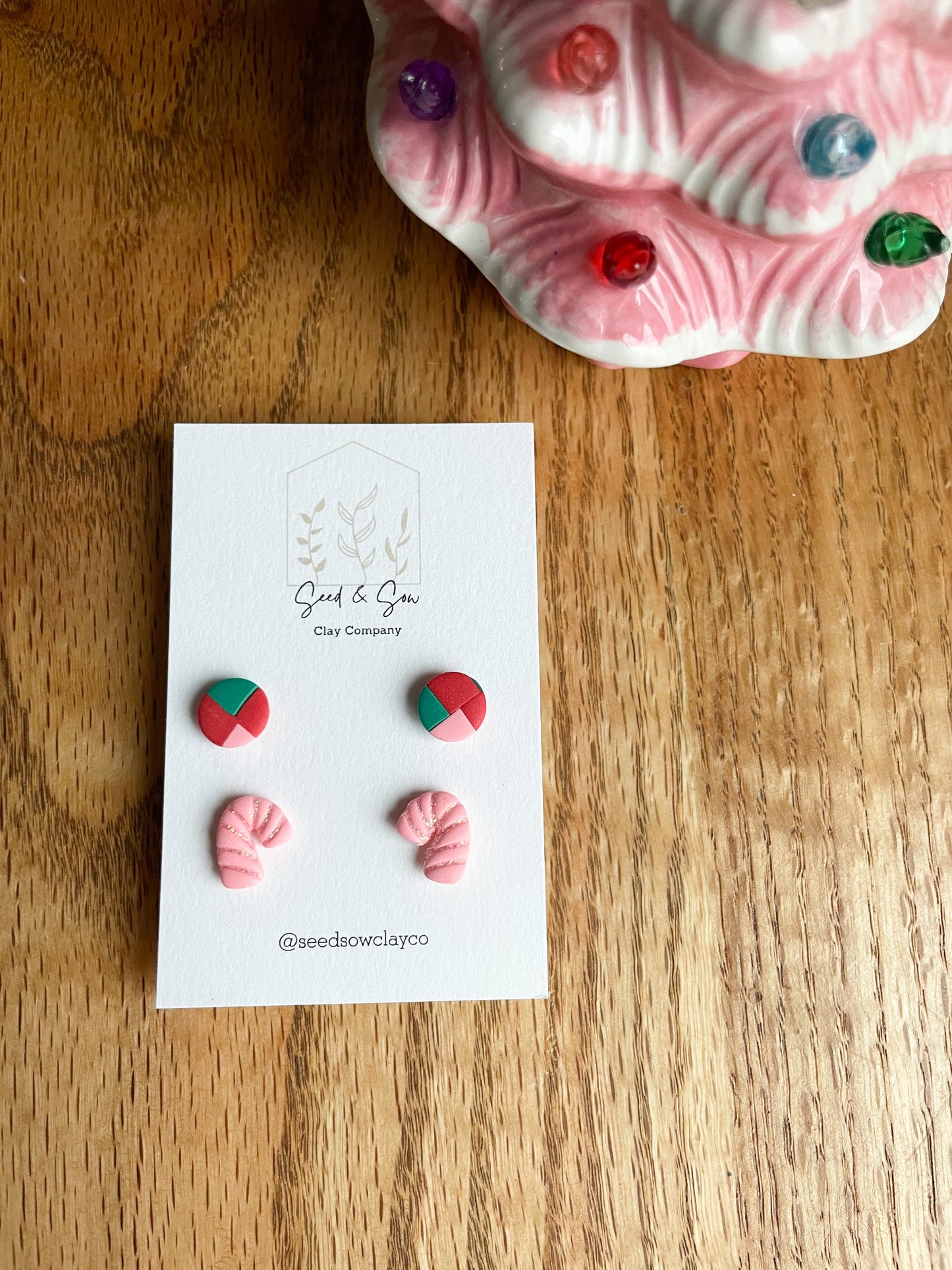 Green, Pink, Red Checker and Pink Sparkle Candy Cane Stud Pack