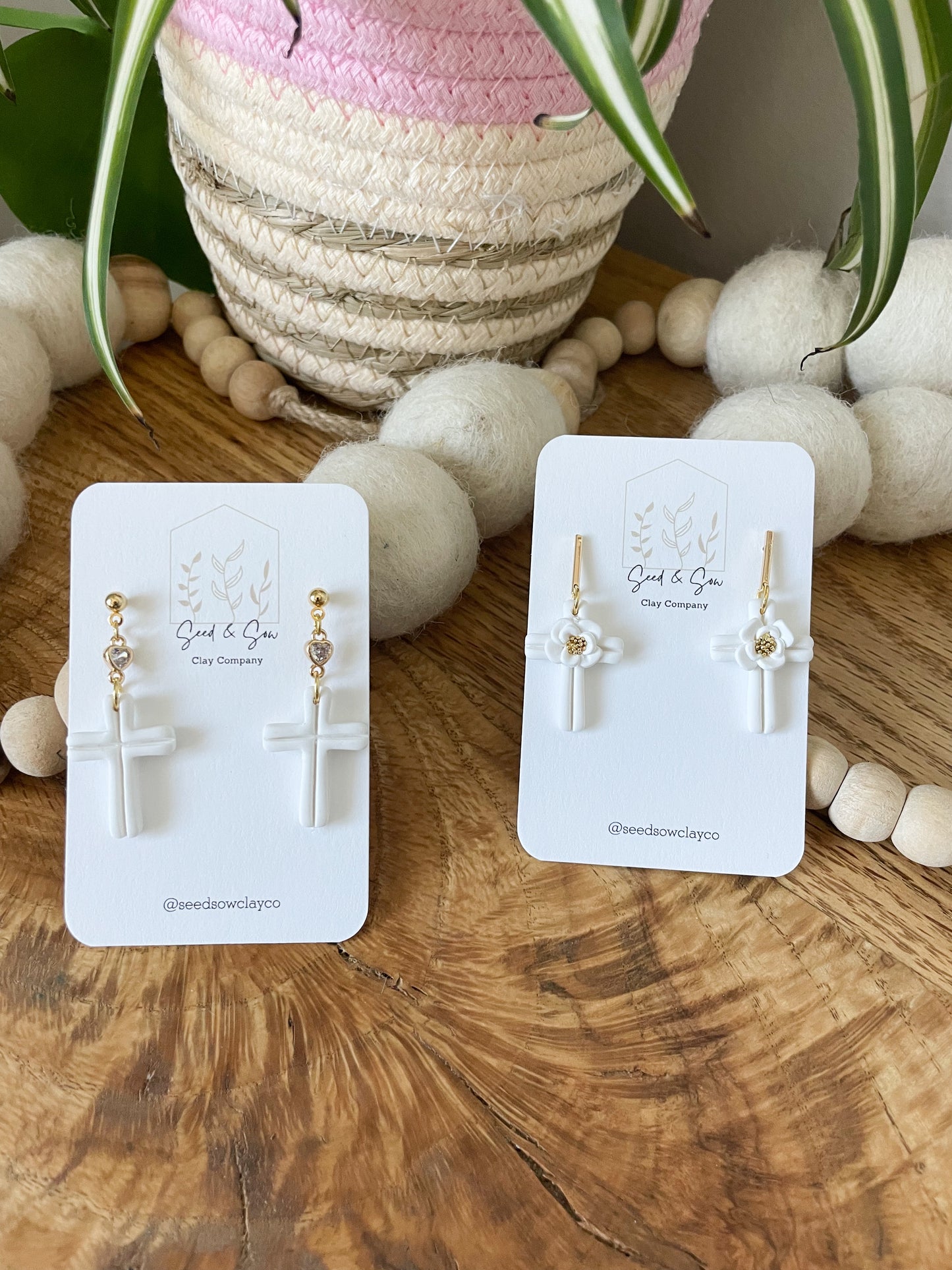 White Cross Dangle in 2 Styles