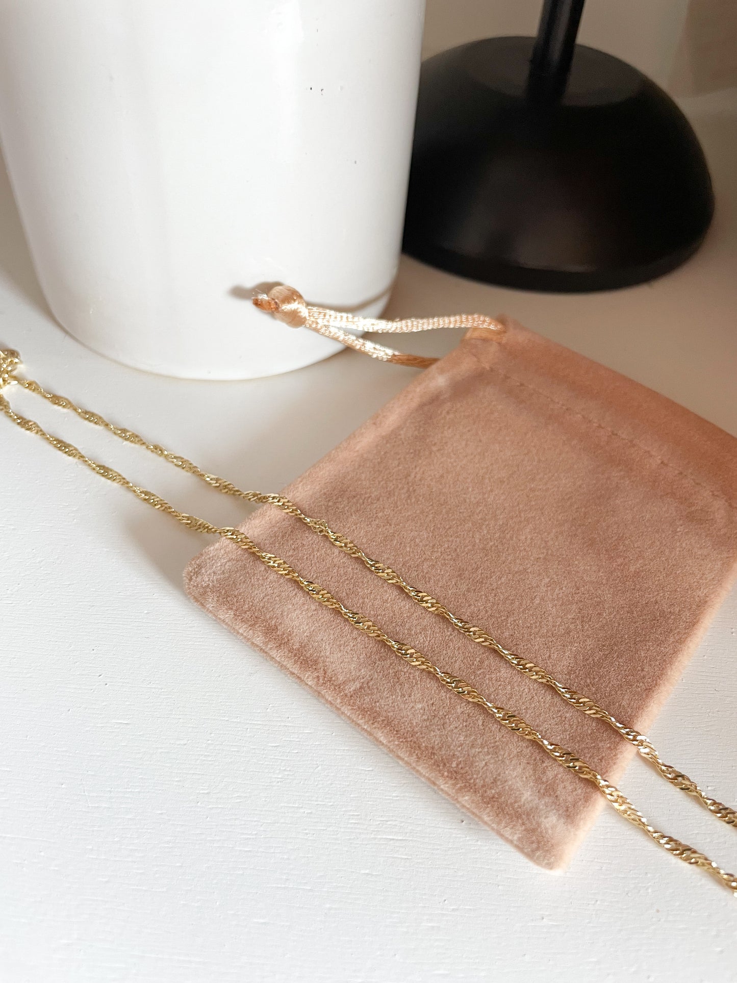 14K Gold Filled Diamond Cut Singapore Chain Necklace 1.4mm Thin Dainty Chain, Gold Layer Chain WA-541