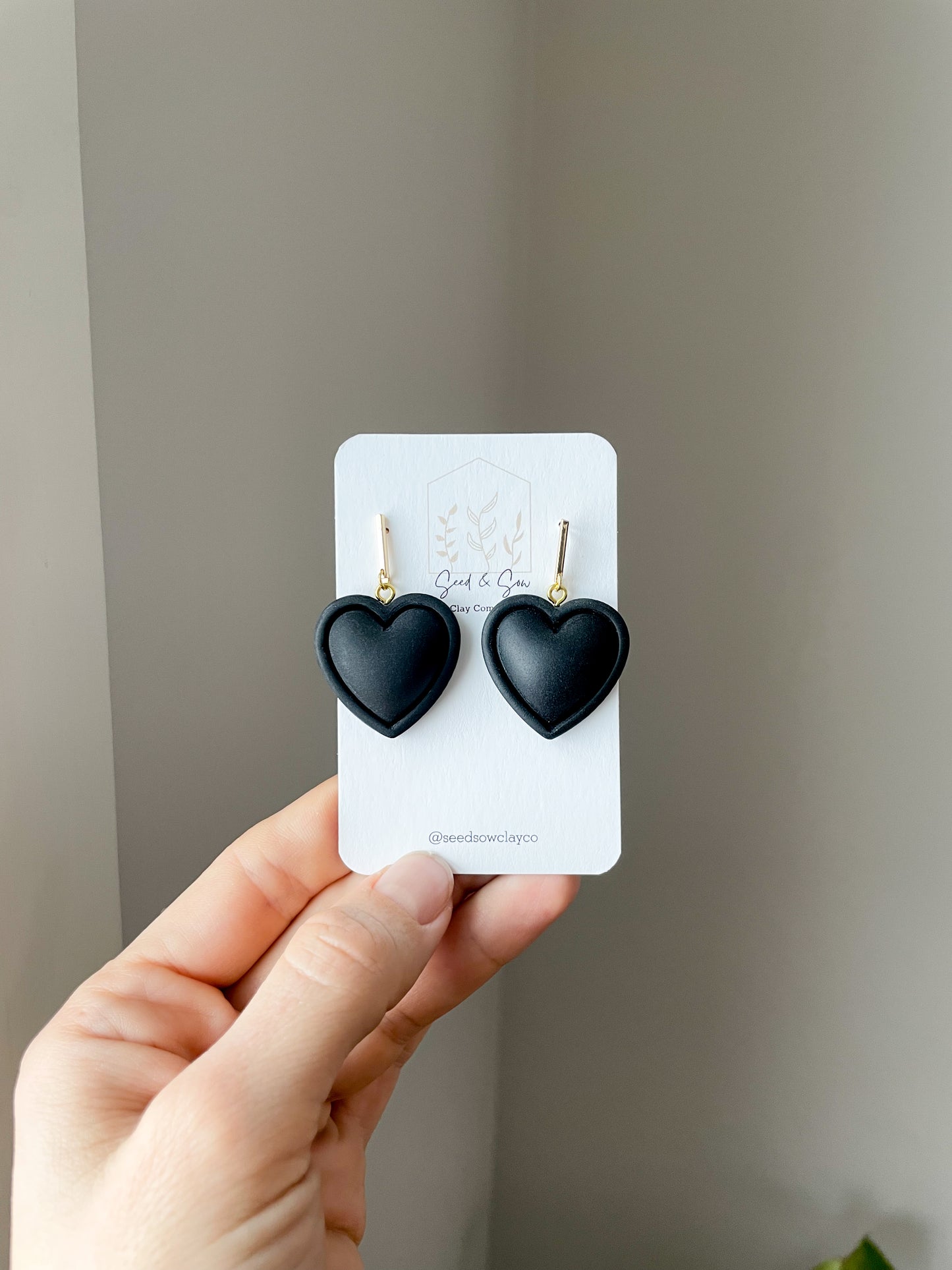 Black Puffy Heart Dangle