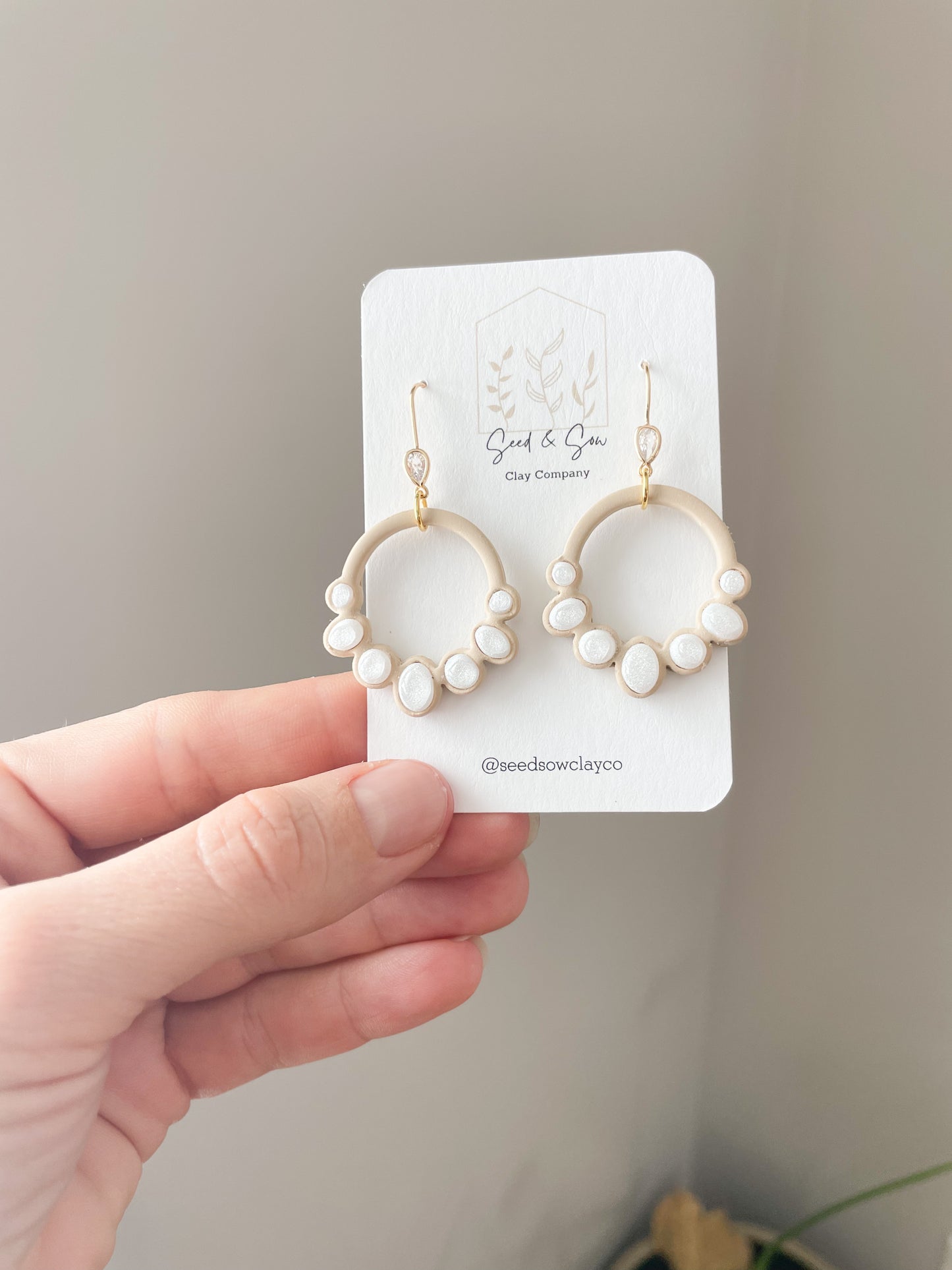 Neutral Beaded Bezel Hoop on CZ