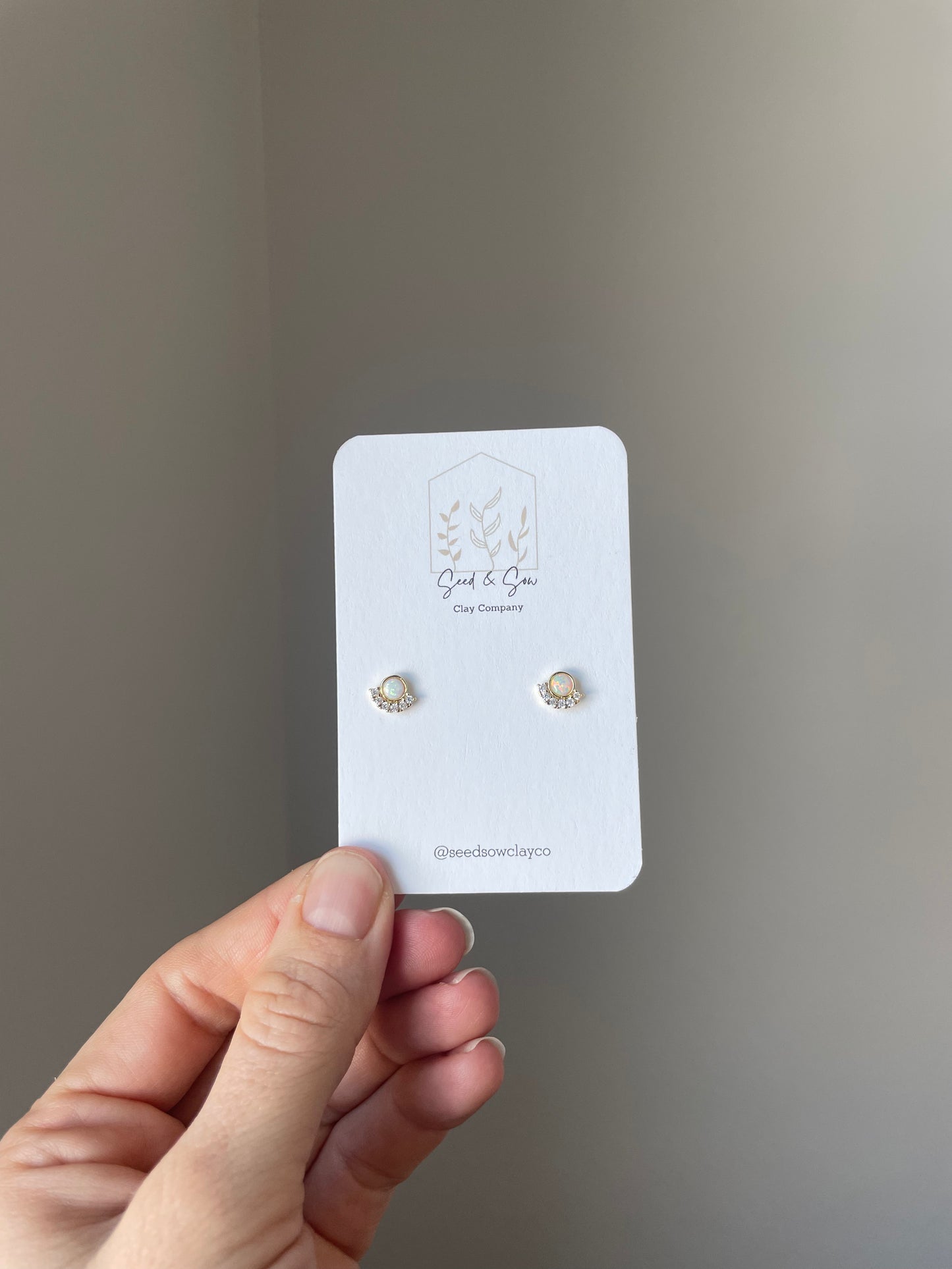 14k Gold Filled Opal & CZ stud