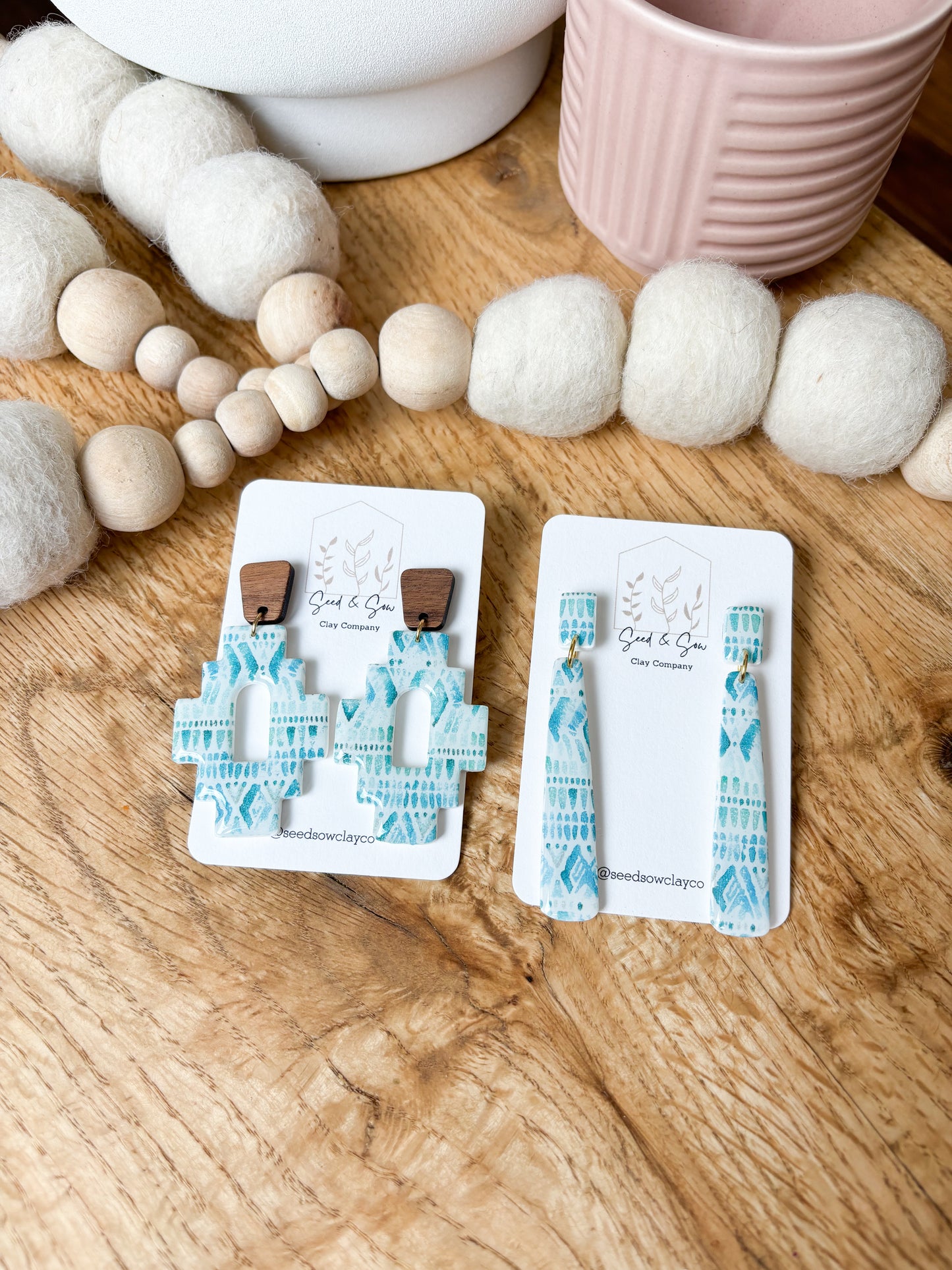 Turquoise Aztec Window with Wood Post