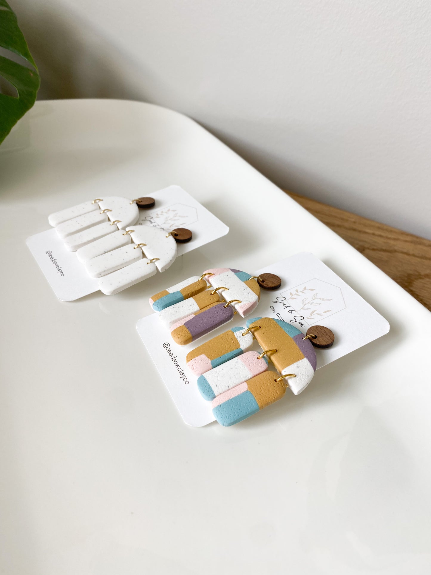 Large Semi Circle Three tier dangle on a circle wood post