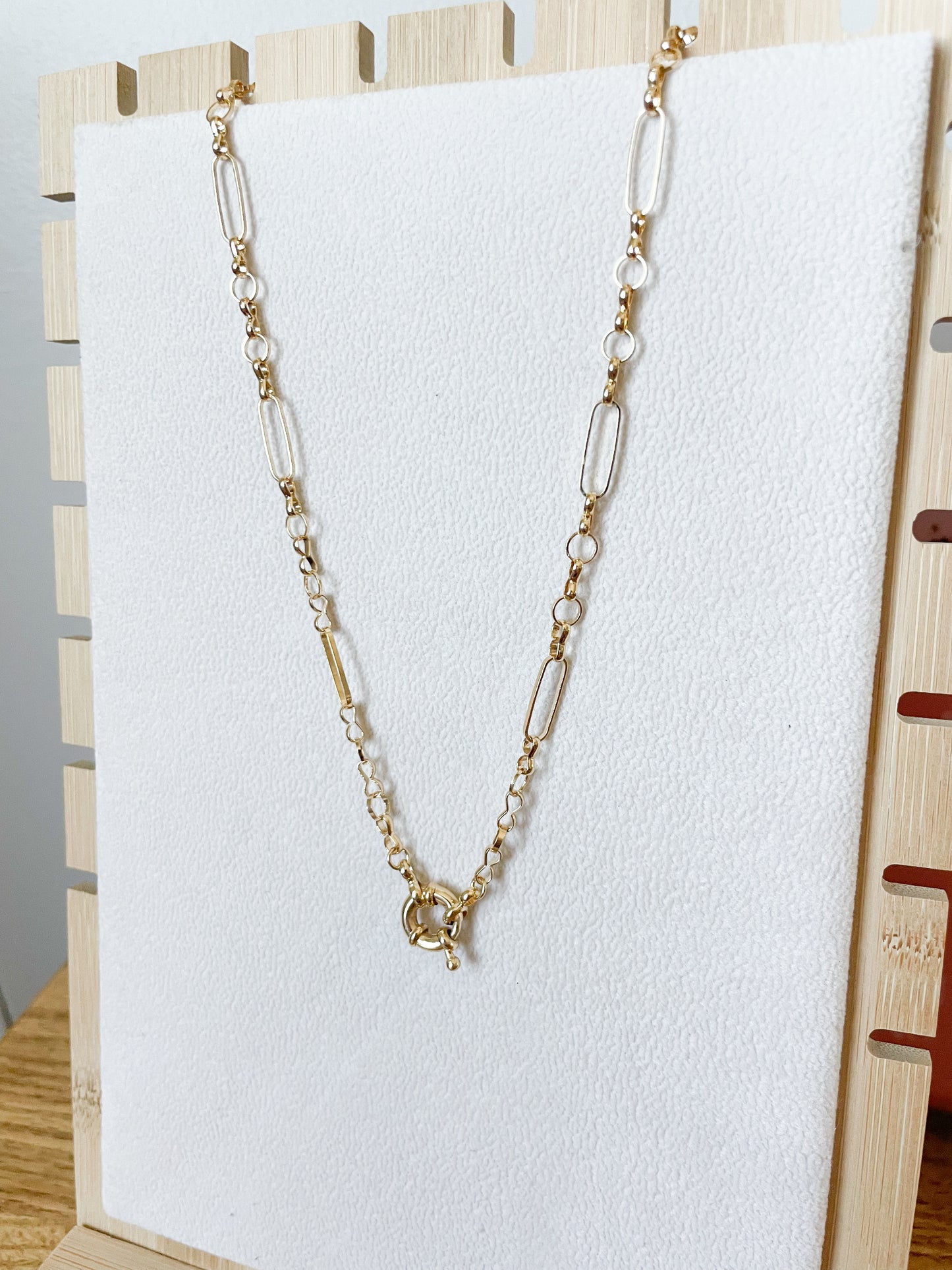 Gold Filled Link & Round Rollo Chain with Front Clasp