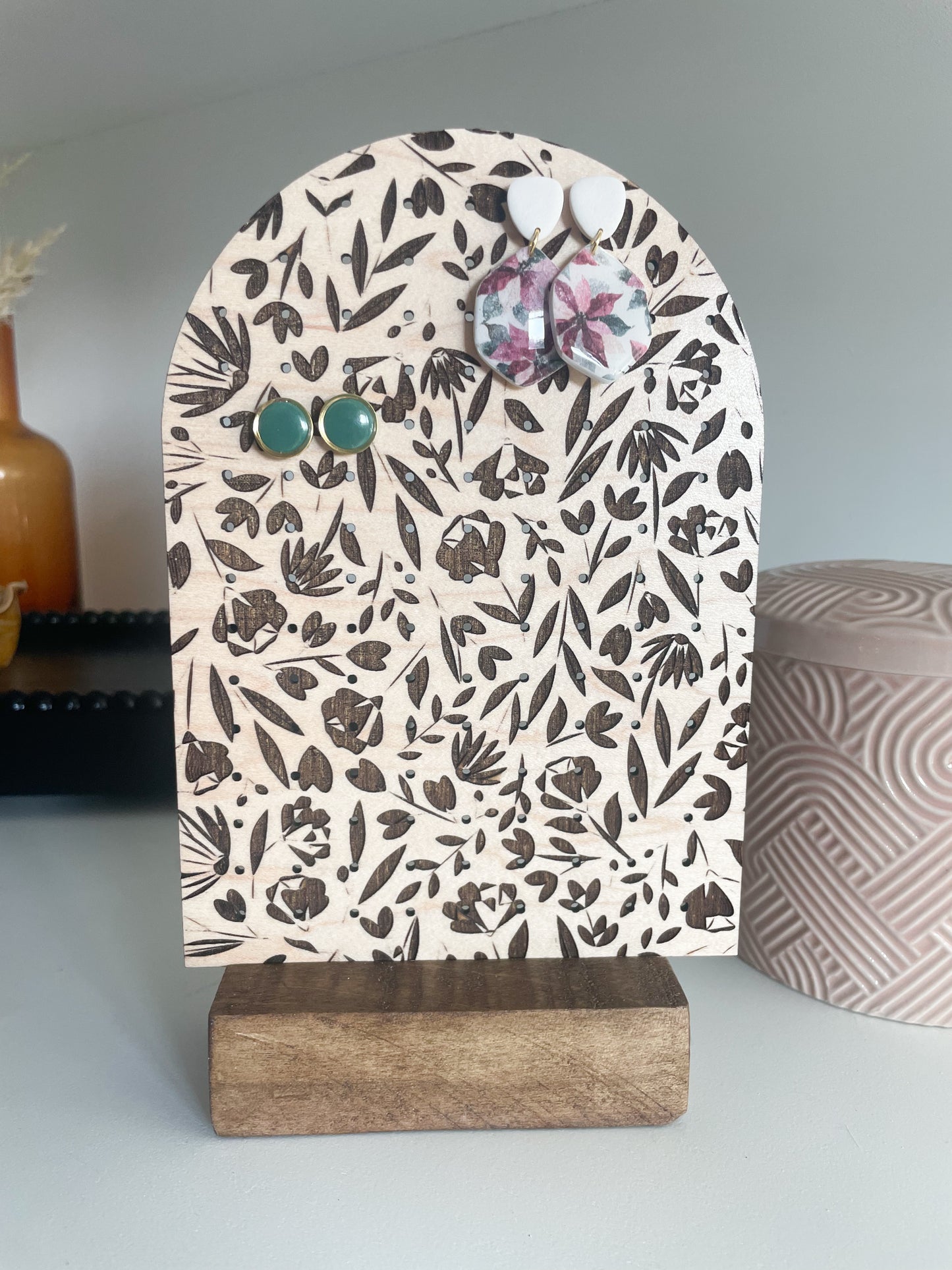 Floral Engraved Earring Stand
