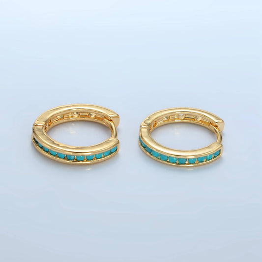 Aim Eternal - 24K Gold Filled Turquoise Huggie Earrings | AD730