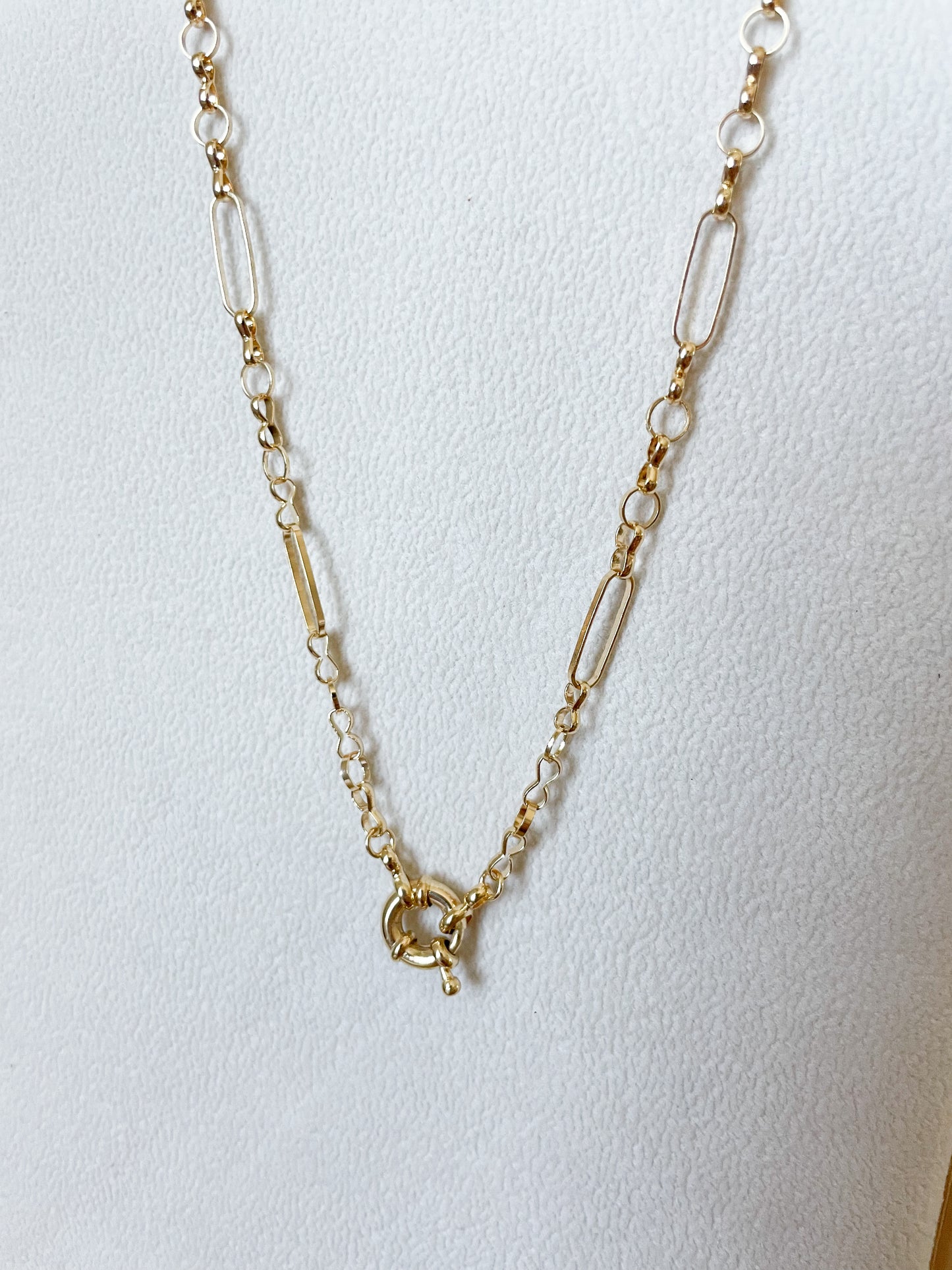 Gold Filled Link & Round Rollo Chain with Front Clasp