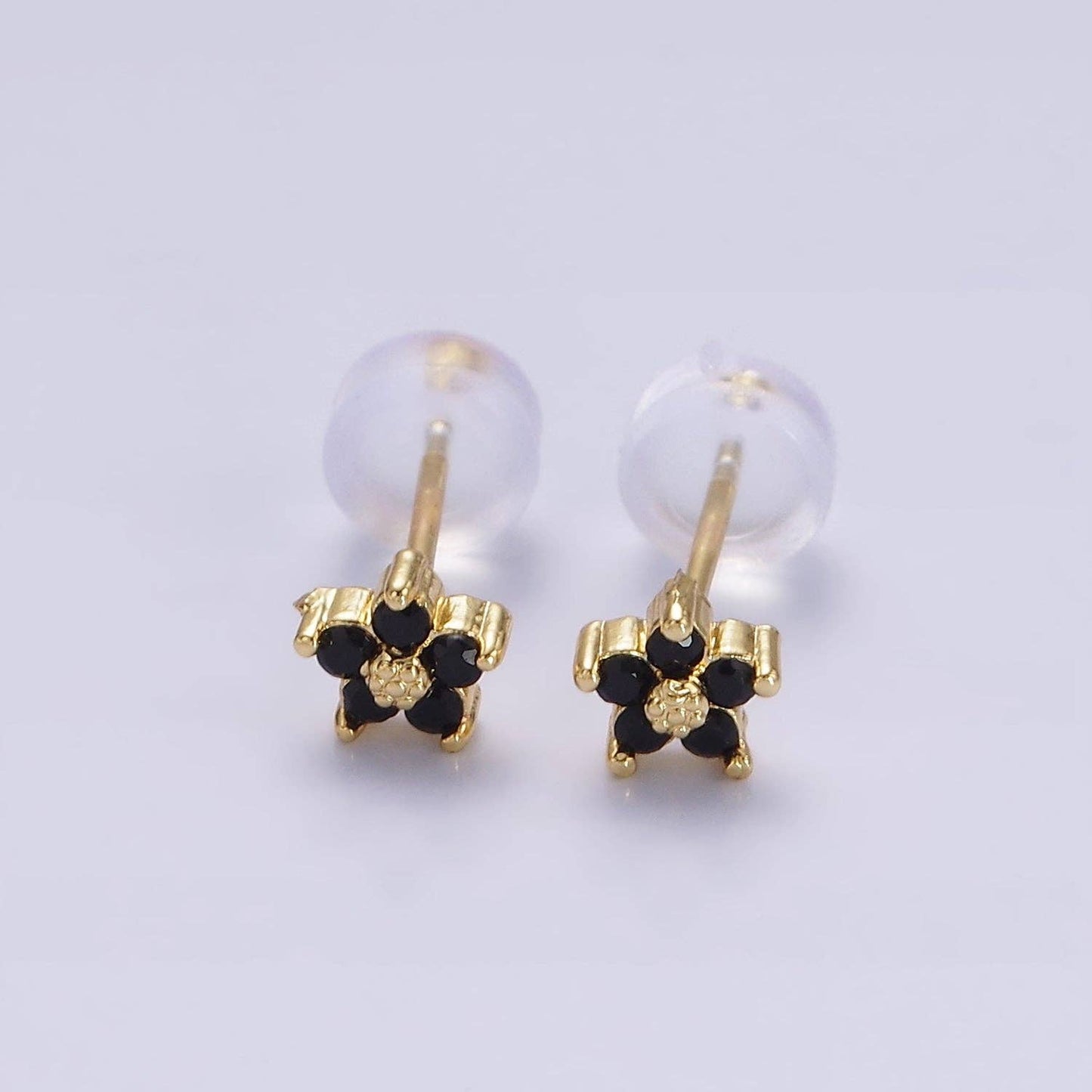 14K Gold Filled 5mm Mini CZ Flower Stud Earrings