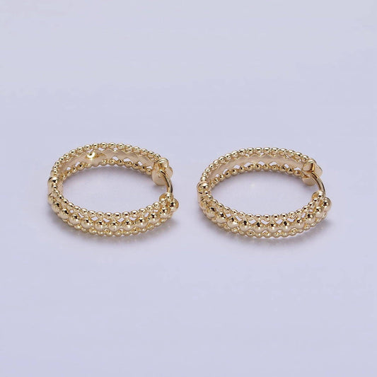 GoldFilled Triple Round Beaded Bubble Band 17mm Hoop Earring