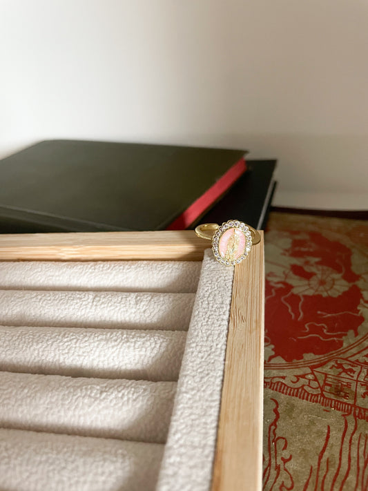 Virgin Mary Ring, 14K Gold Filled Religious Medallion Ring