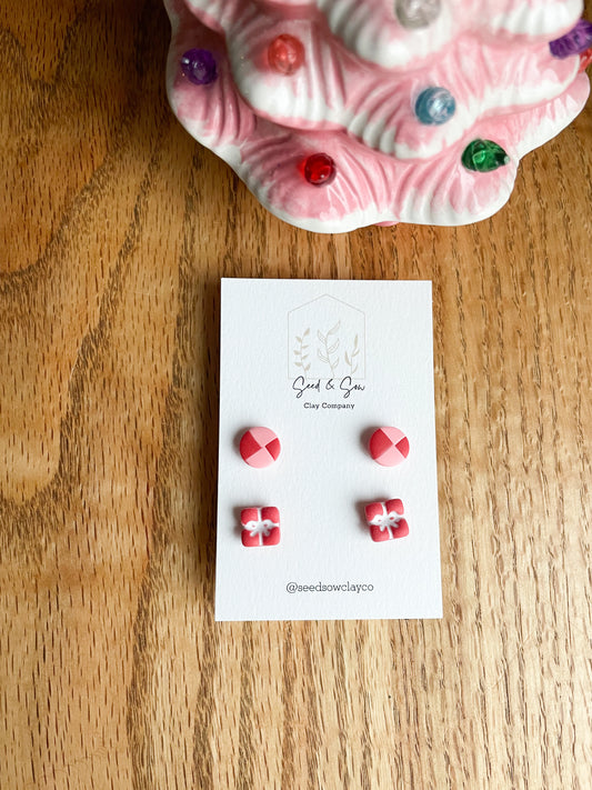 Red and Pink Checker and Bright Red Present