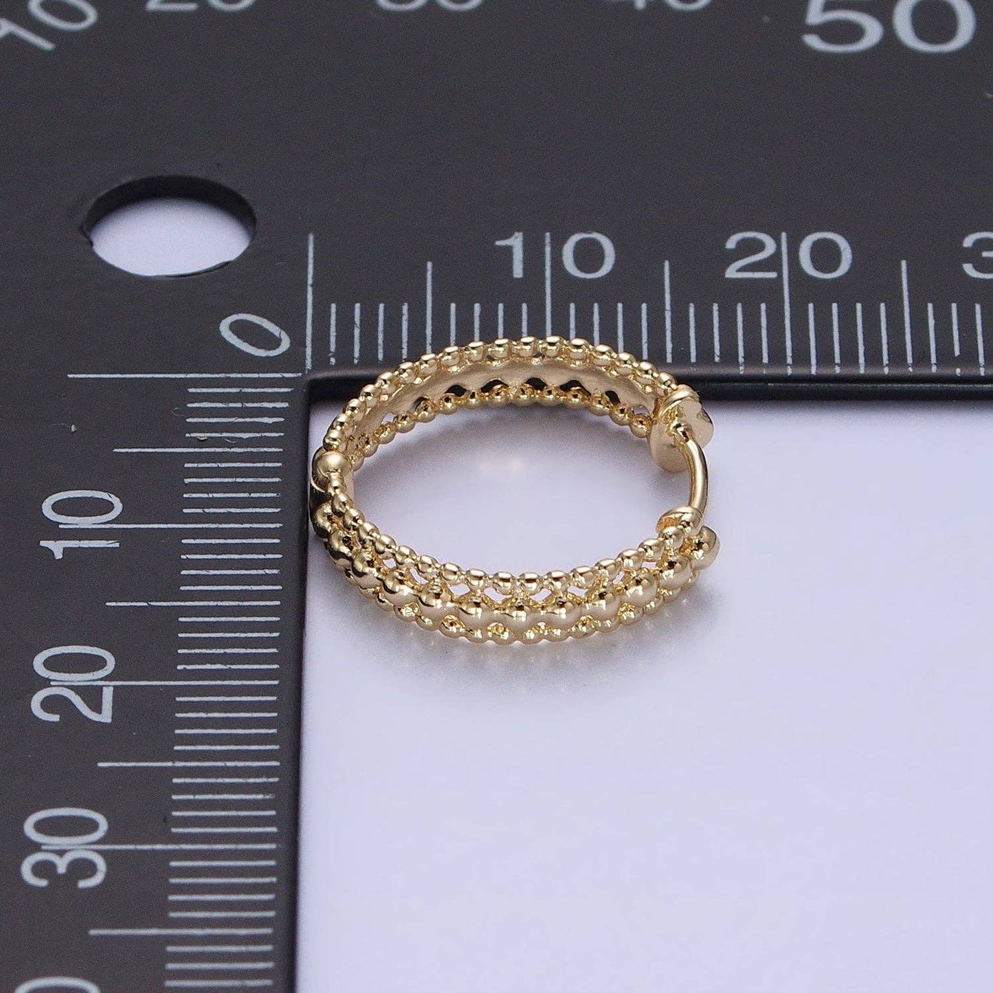 GoldFilled Triple Round Beaded Bubble Band 17mm Hoop Earring