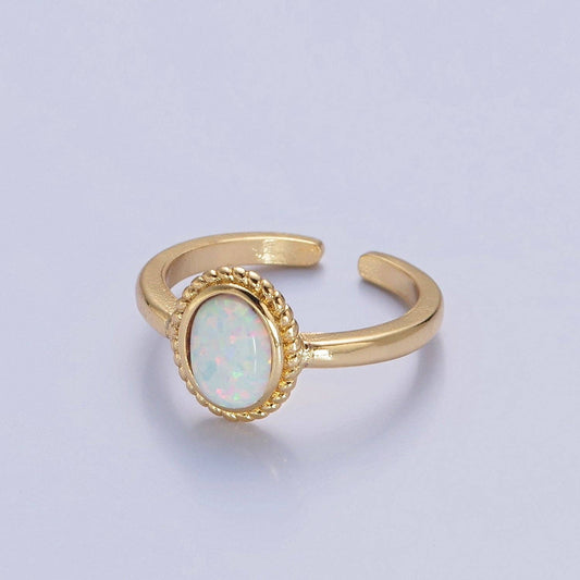 Opal Gold Vintage Style Ring White