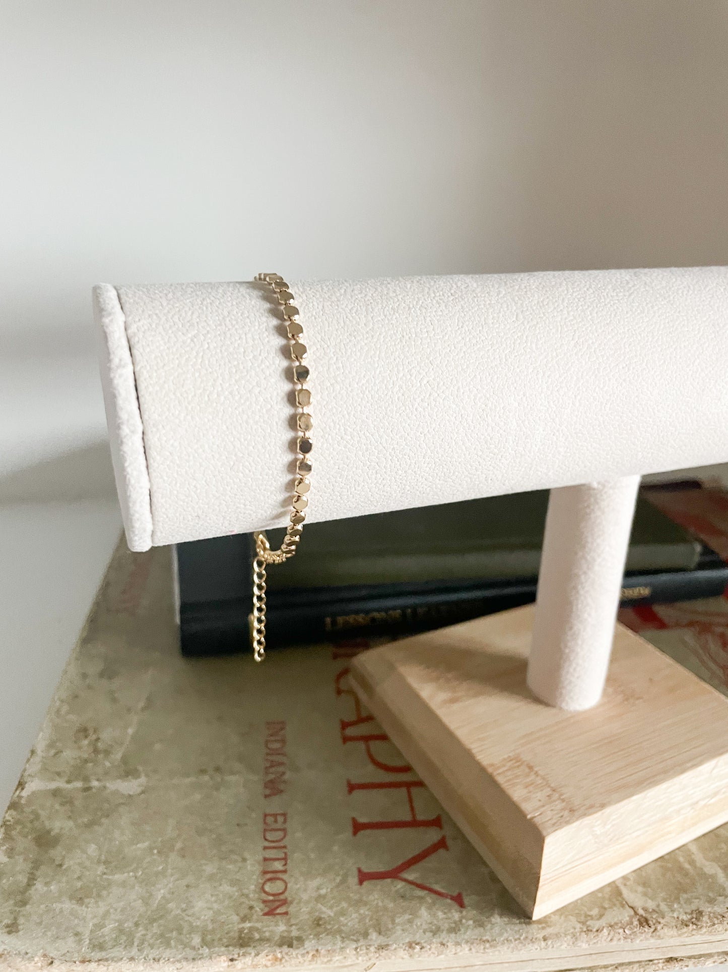 18K Gold Filled Flat Ball Disc Bracelet