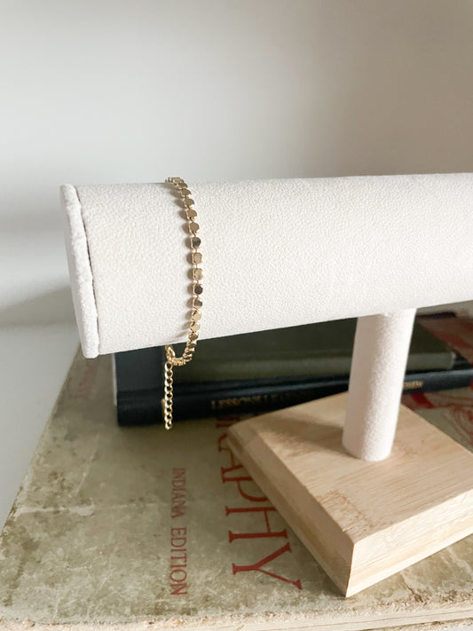 18K Gold Filled Flat Ball Disc Bracelet