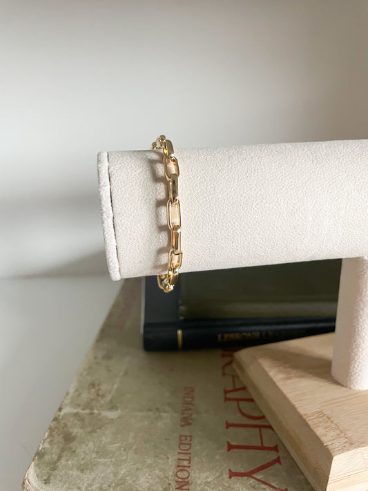 18K Gold Filled Flat Paper Clip Bracelet