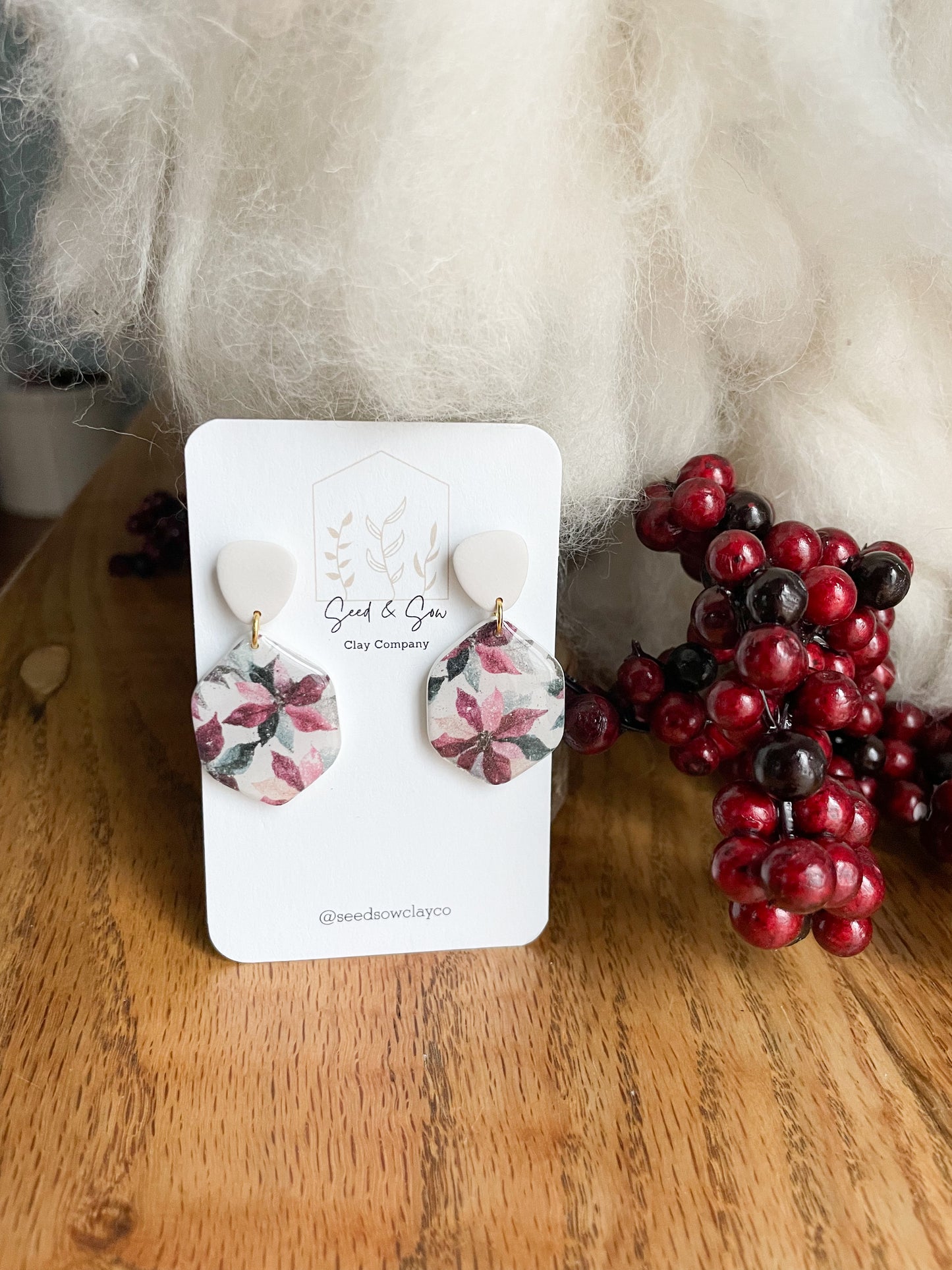 Vintage Poinsetta Dangle