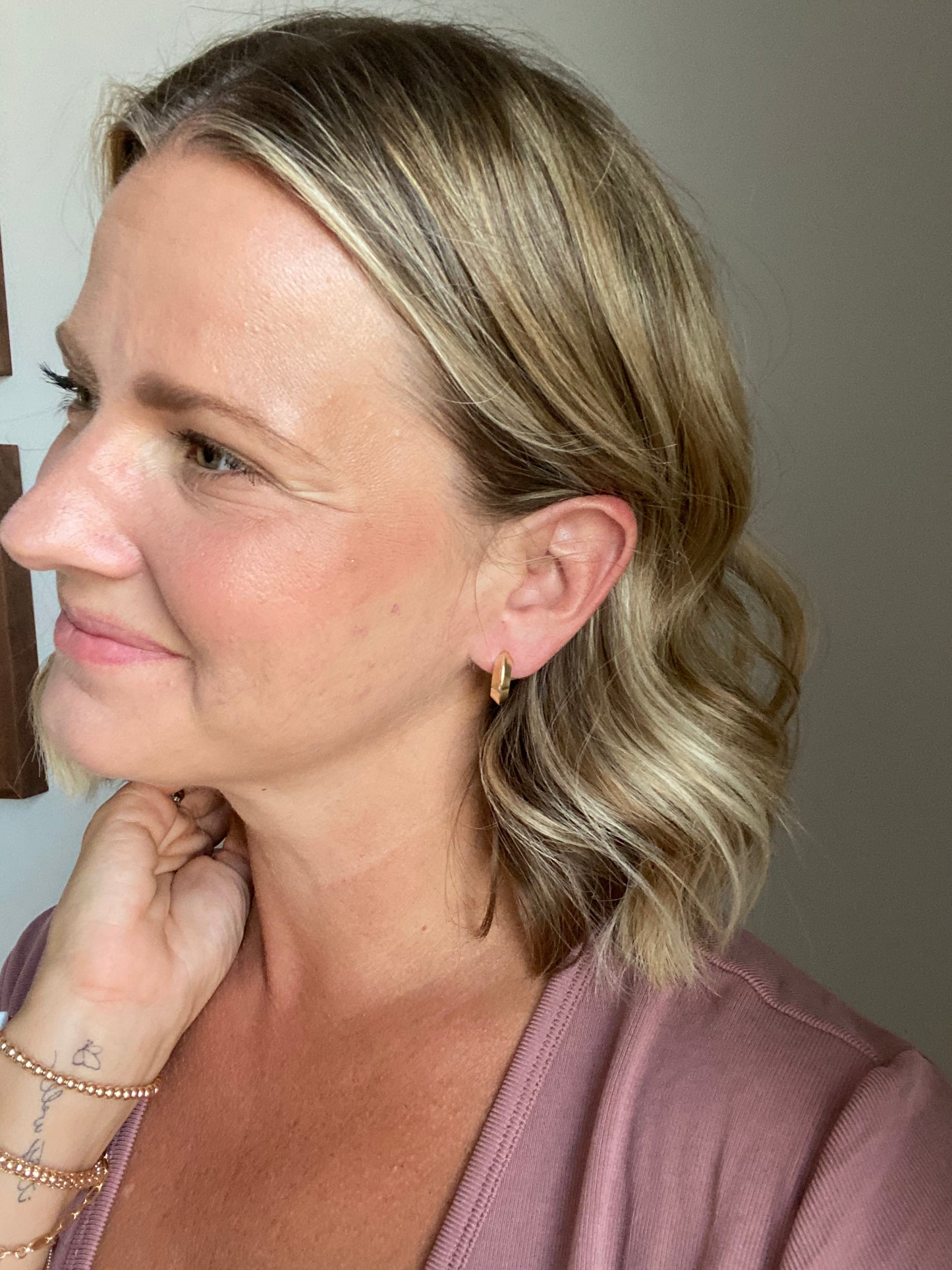 18k Gold Filled Faceted Half-Hoop Earrings