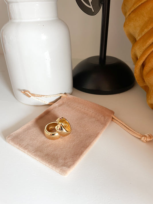 Gold Wide Chubby Minimalist Huggie Hoop Earrings