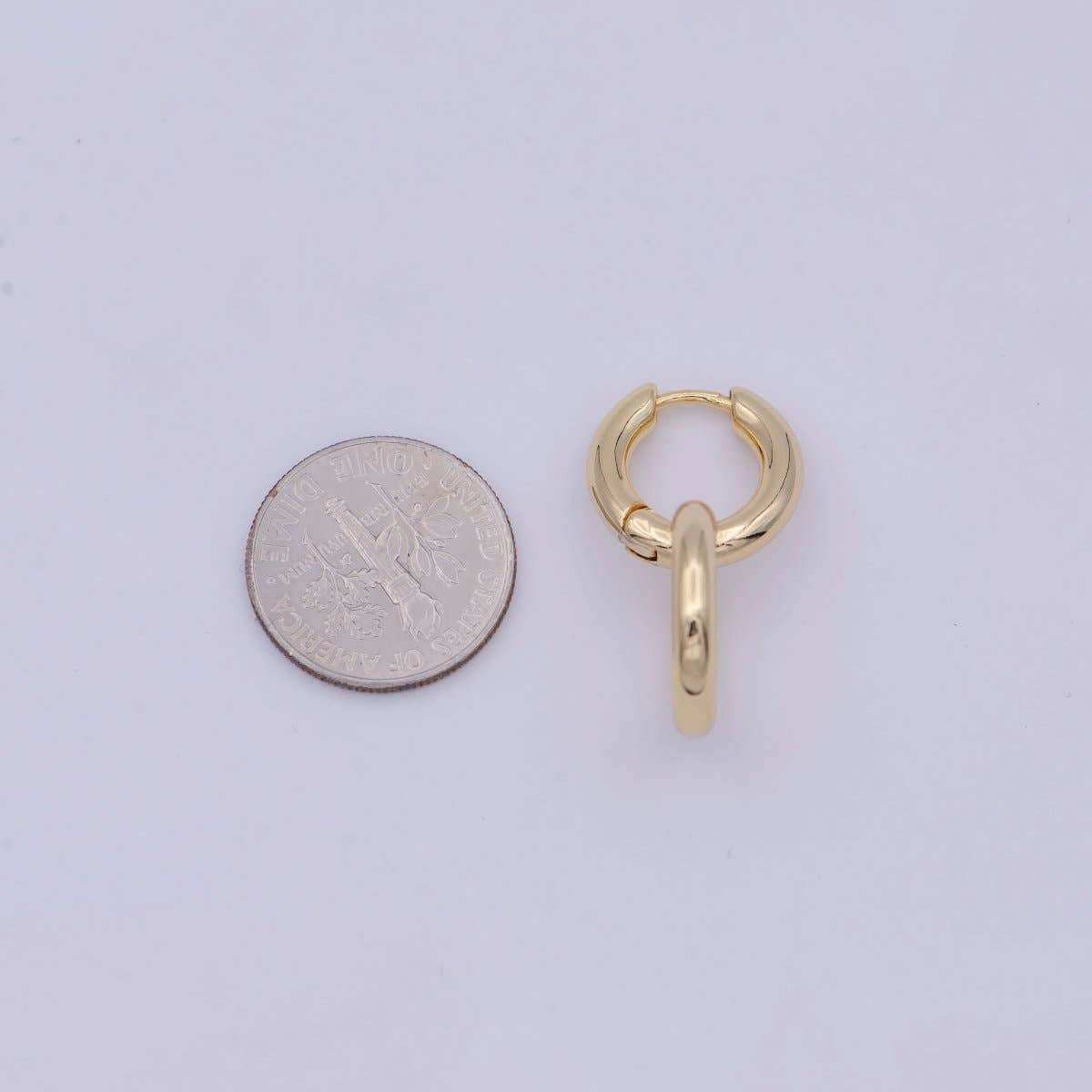 Dainty Intertwined Huggie Earrings with Round Dangle Charm Drop