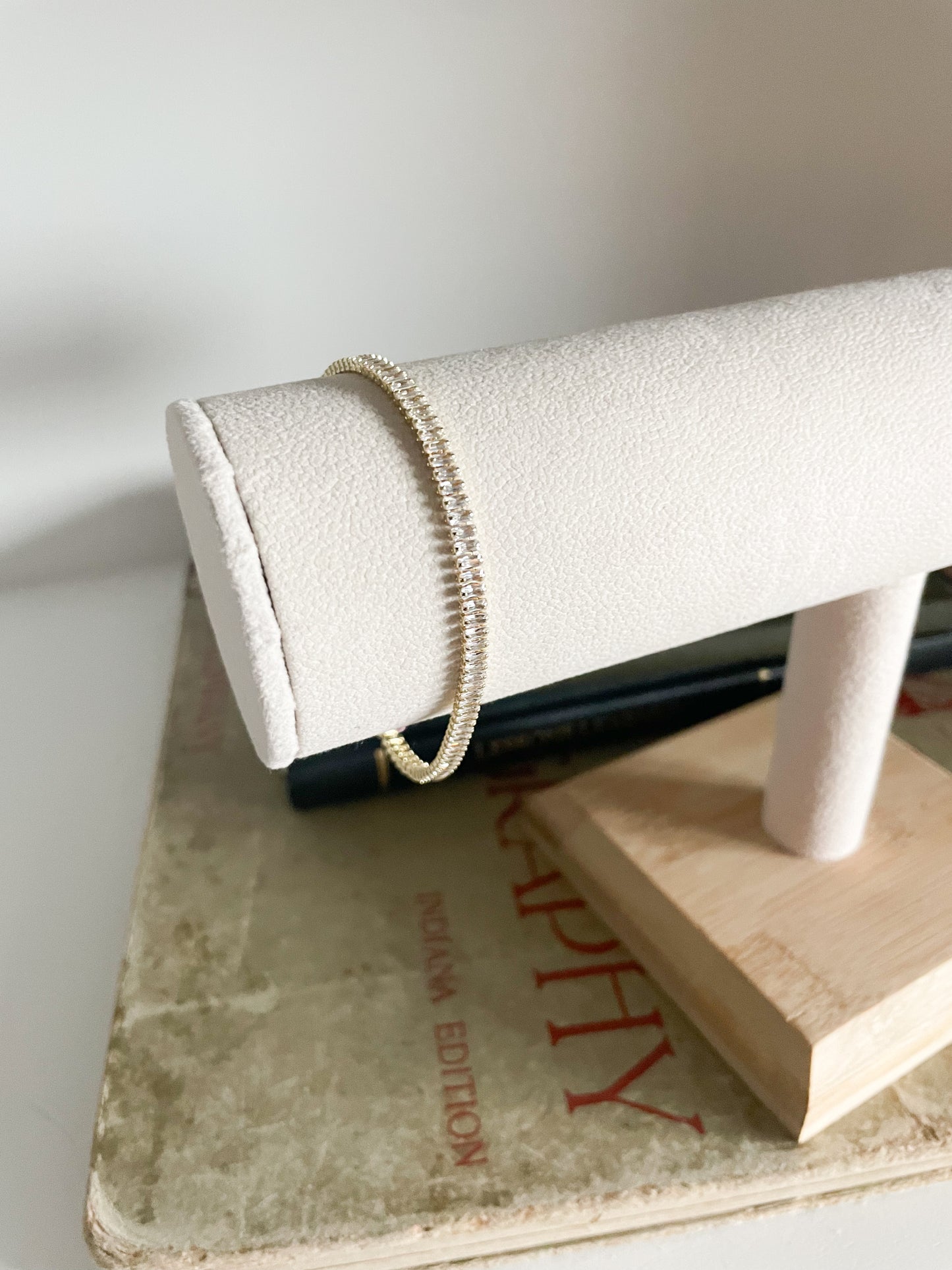 24K Gold Filled CZ Baguette Tennis Bracelet