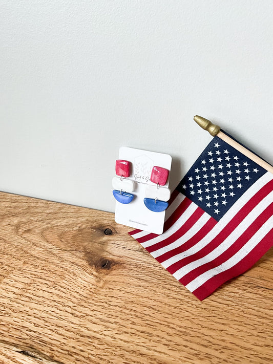 Shimmer Red, White and Blue Dangle