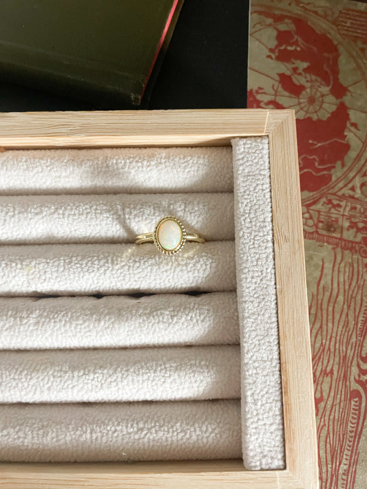Opal Gold Vintage Style Ring White