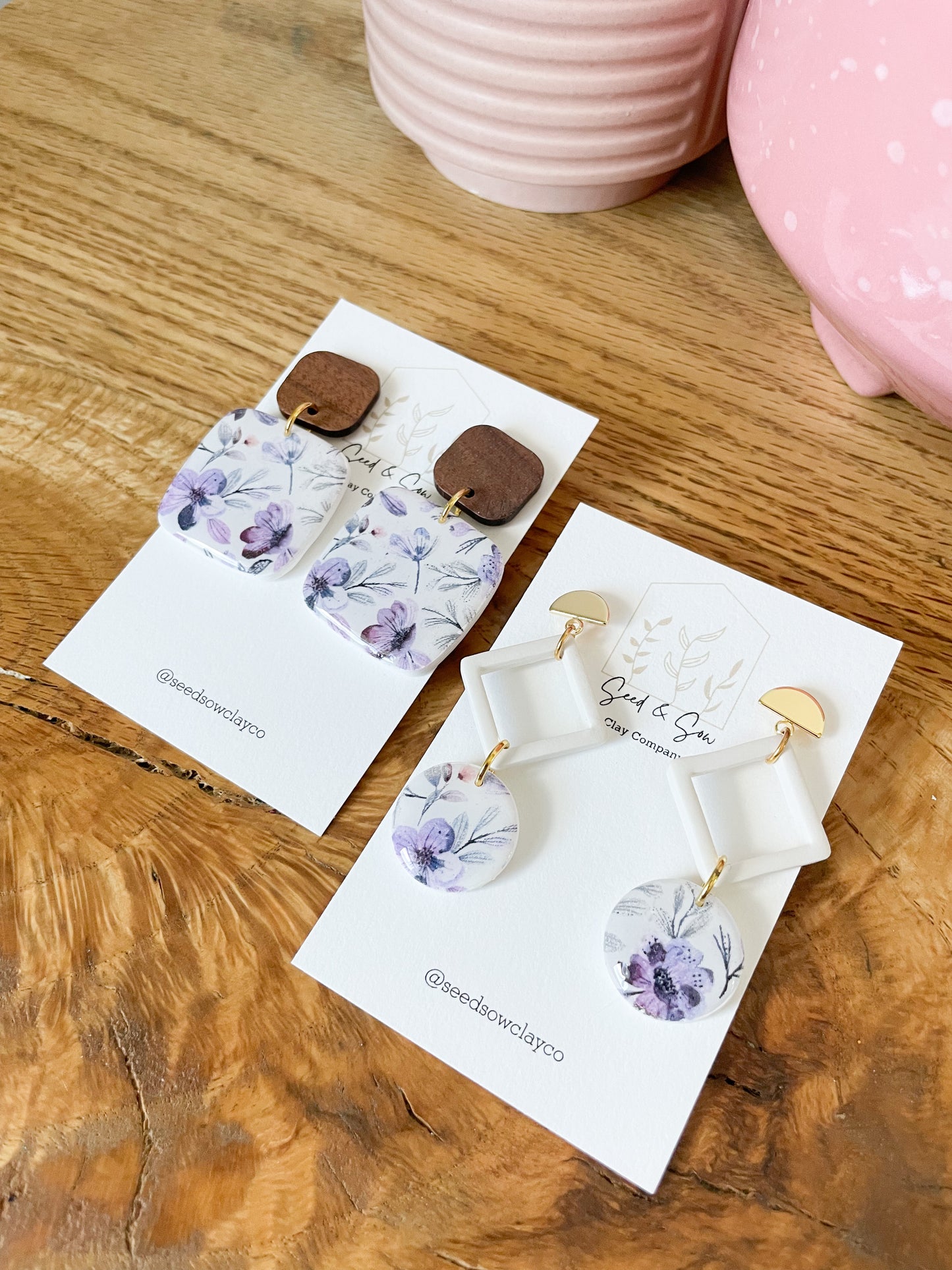Purple Floral Dangles