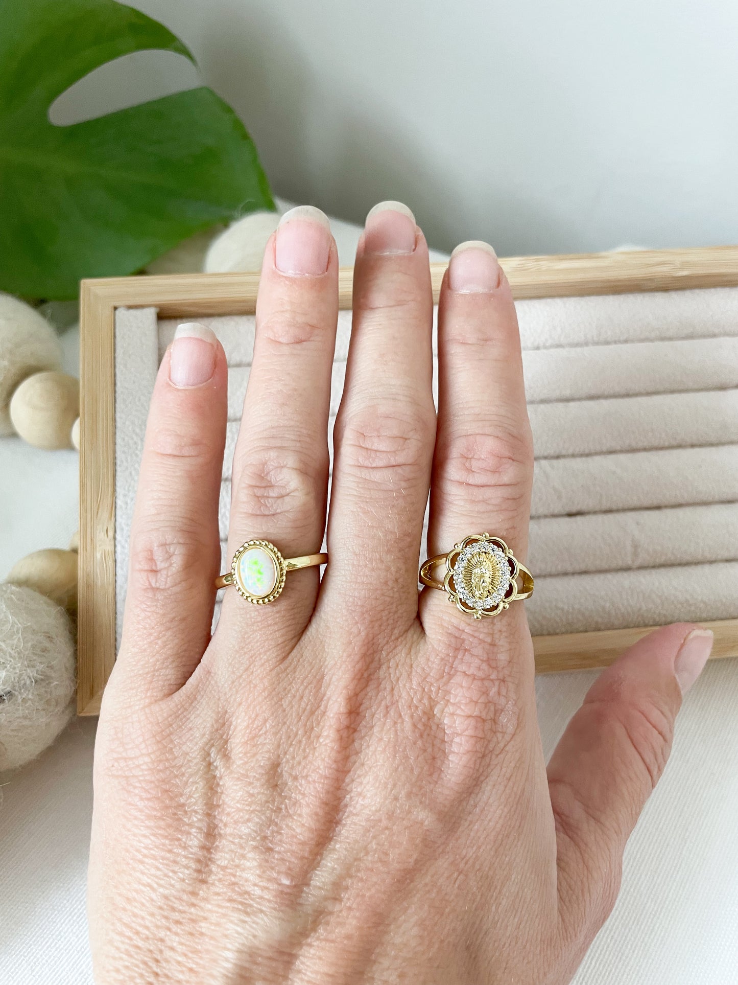 Opal Gold Vintage Style Ring White