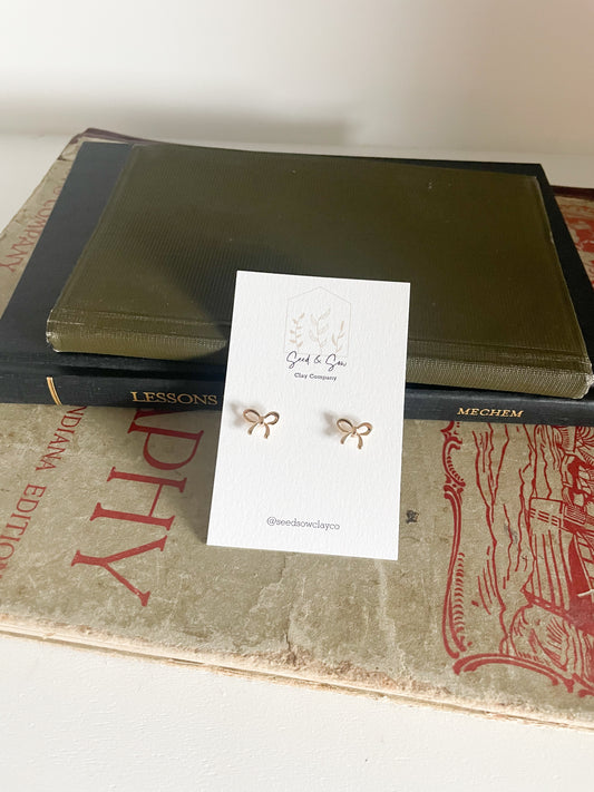 18K Gold Filled Bow Stud Earrings