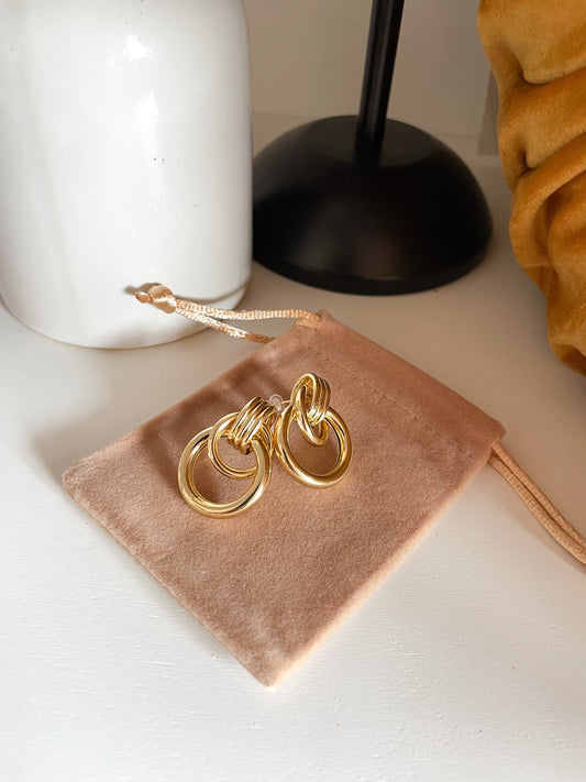 24K Gold Filled Double Hoop Stud Earrings