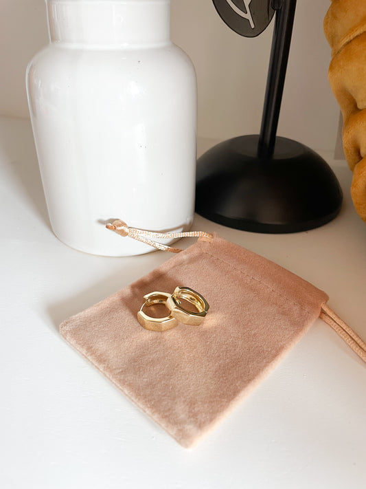 14K Gold Filled 16mm Hexagonal Geometric Huggie Earrings