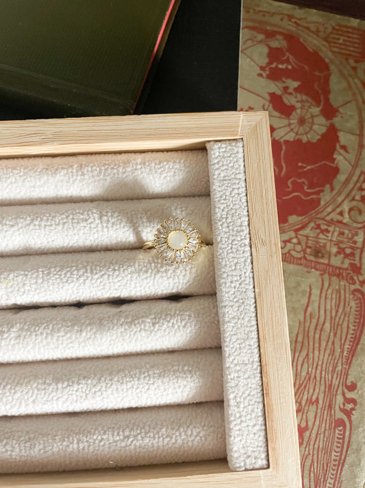 Micro Pave Gold Nourished Sun Flower Ring