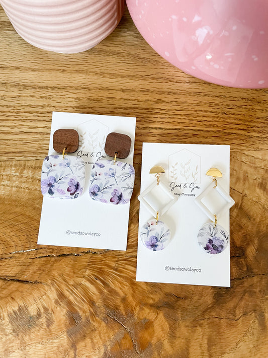 Purple Floral Dangles