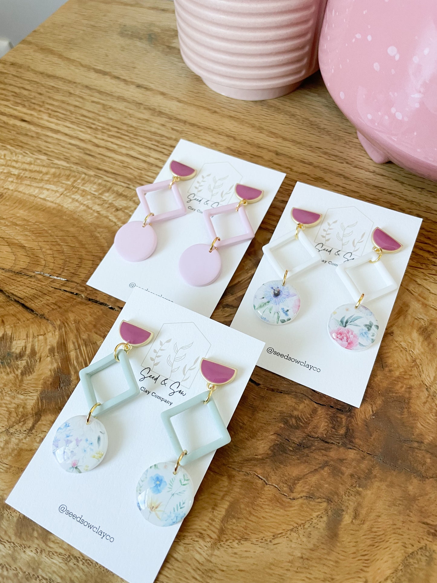 Pink Spring Diamond Dangles