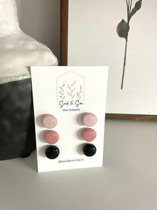 Triple Shiny French Pink Stud Pack