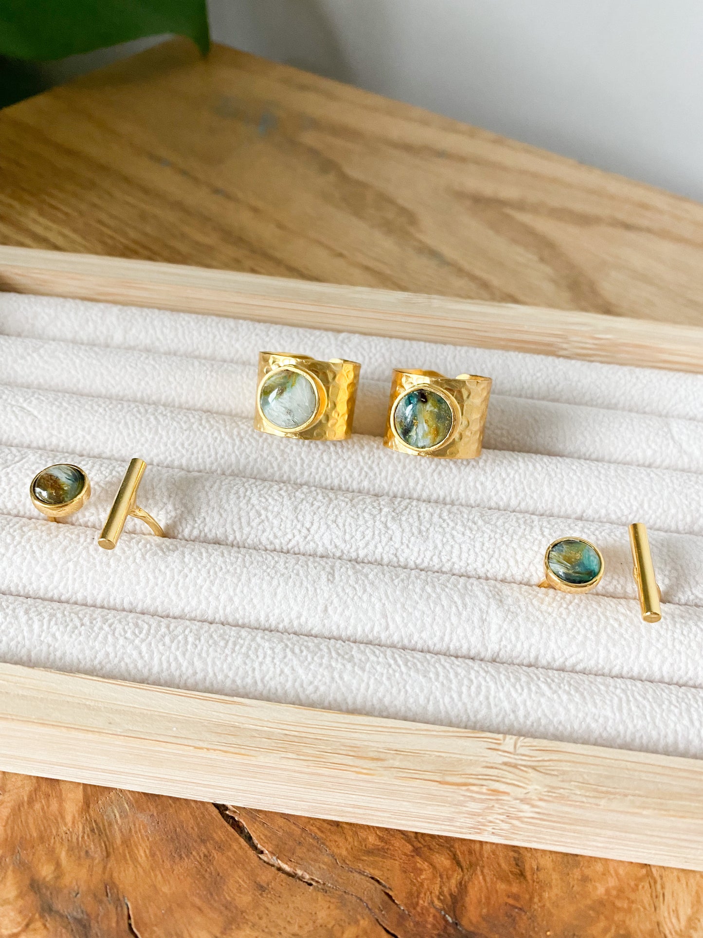 Adjustable Marble Gold Rings