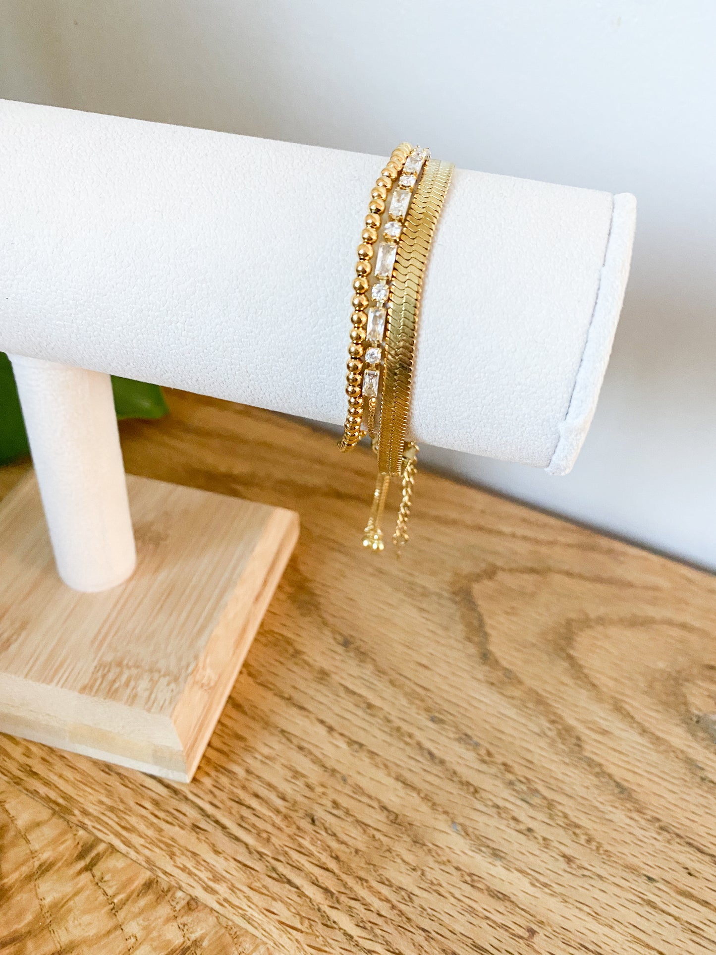 24k Gold Filled Clear Baguette Adjustable Bracelet