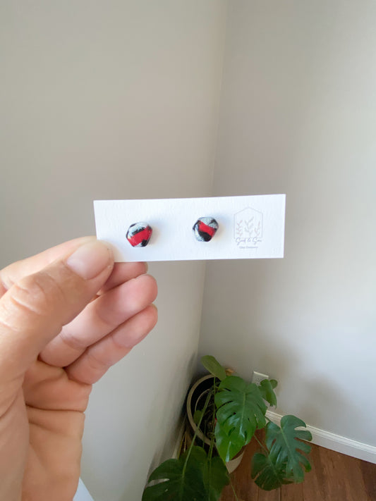 Red & Black Marble Stud