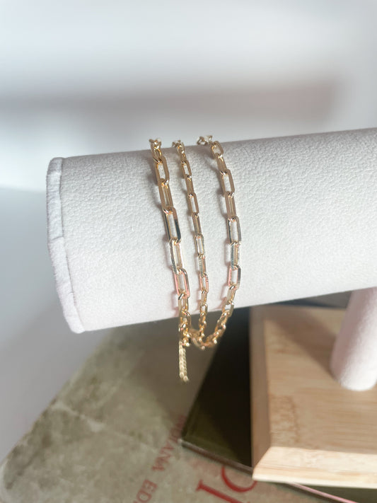 18K Gold Filled Triple Paper Clip Bracelet