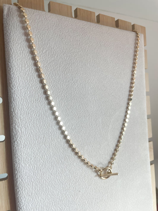 Gold Disc Ball Toggle Pendant Chain : 17 Inches