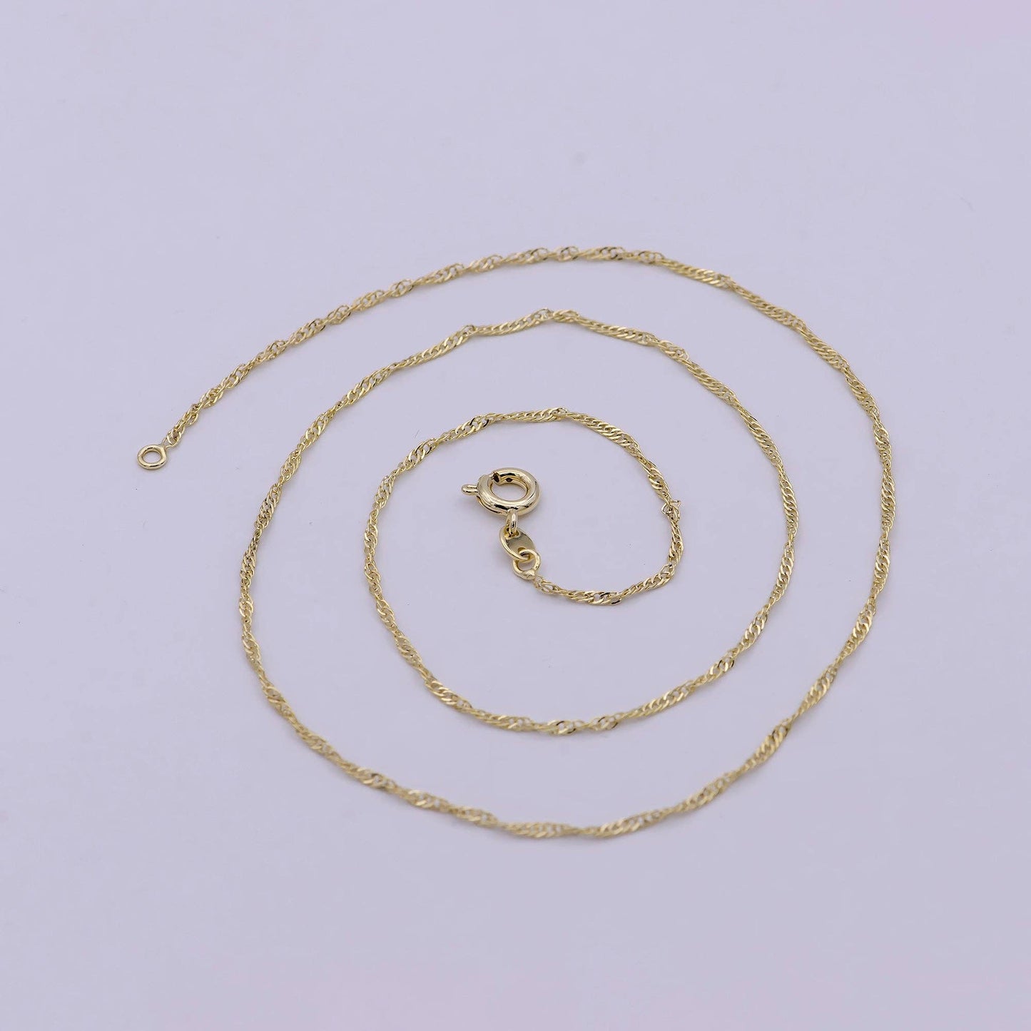 14K Gold Filled Diamond Cut Singapore Chain Necklace 1.4mm Thin Dainty Chain, Gold Layer Chain WA-541